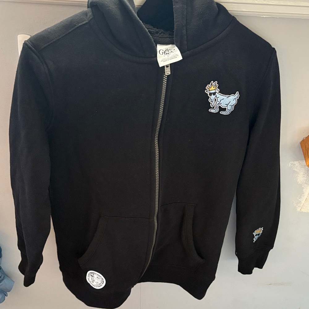 Kids Black Hoodie with GOAT Emblem